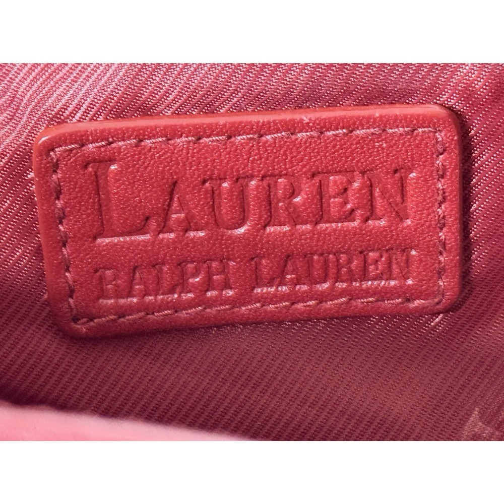 Lauren Ralph Lauren Red Backpack Shoulder Soft Leather Bag Pockets Adjustable - Picture 7 of 12